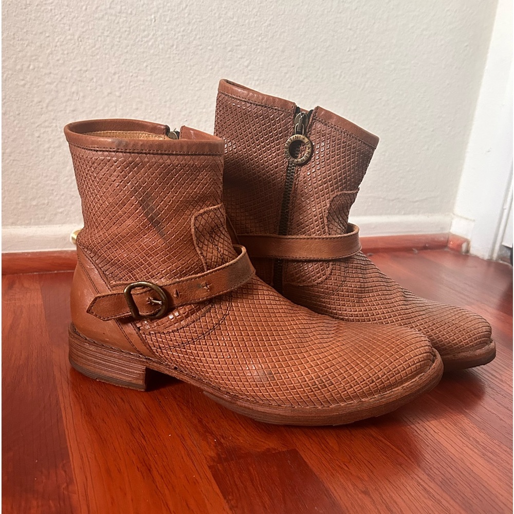 Fiorentini + Baker Leather Animal Print Moto Boots